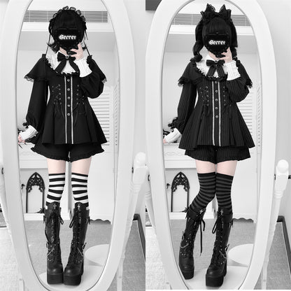 【1月20日予約締切】リボンフリルカラーケープレースアップドレスセットアップ