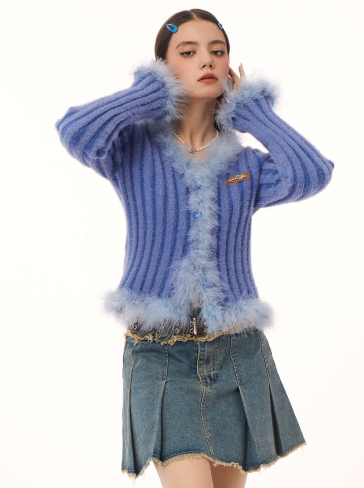 American Retro Fur Knit Cardigan