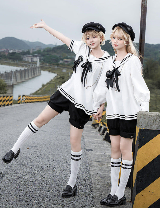 ホワイトブラックゴシックセーラーセットアップ