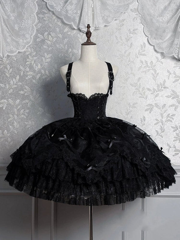 [Deadline for reservations: December 8] Black Mist Banquet Gothic Embroidery Gorgeous Bustier Dress + Setup