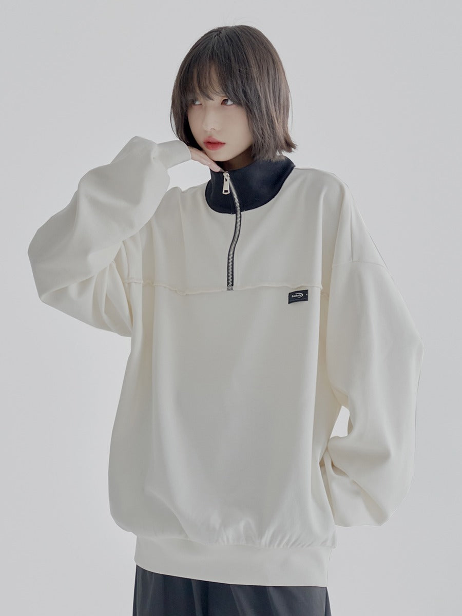 Logo zip-up polo sweatshirt