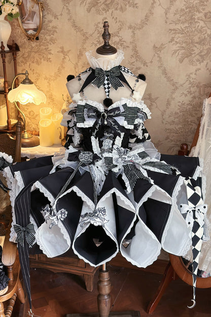 【12月8日予約締切】サーカスロリータエレガントレトロゴシックピエロドレスセット＋アクセサリーコンプリート