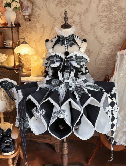 【12月8日予約締切】サーカスロリータエレガントレトロゴシックピエロドレスセット＋アクセサリーコンプリート