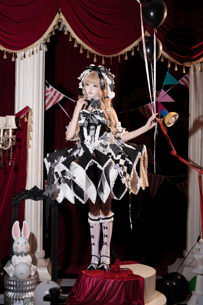 【12月8日予約締切】サーカスロリータエレガントレトロゴシックピエロドレスセット＋アクセサリーコンプリート