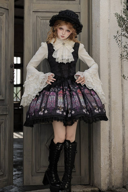 【9月28日予約締切】Gothic Lolita Stained Glass Lace Ruffle Corset JSK Dress