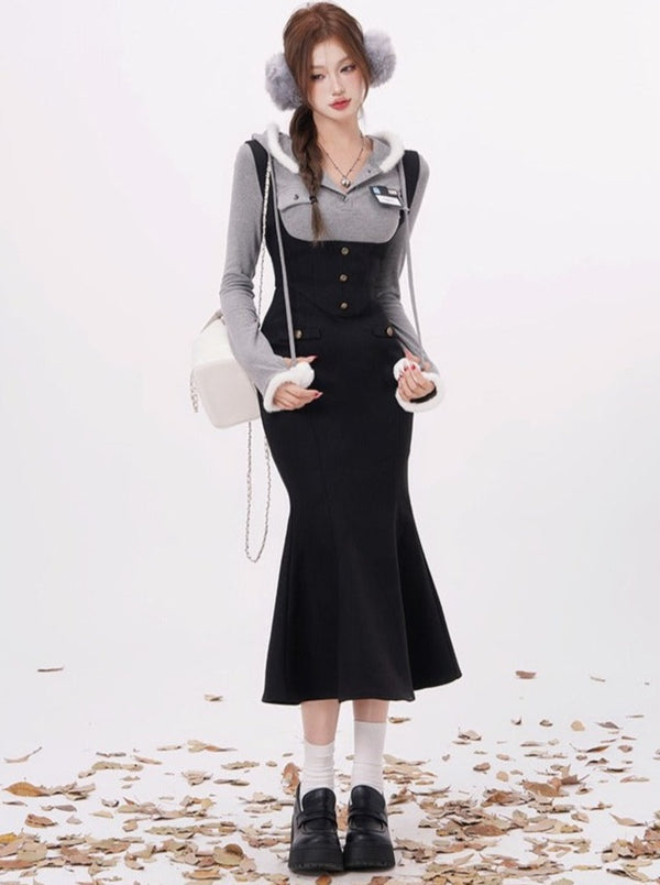 ファーボールガーリーフードトップス