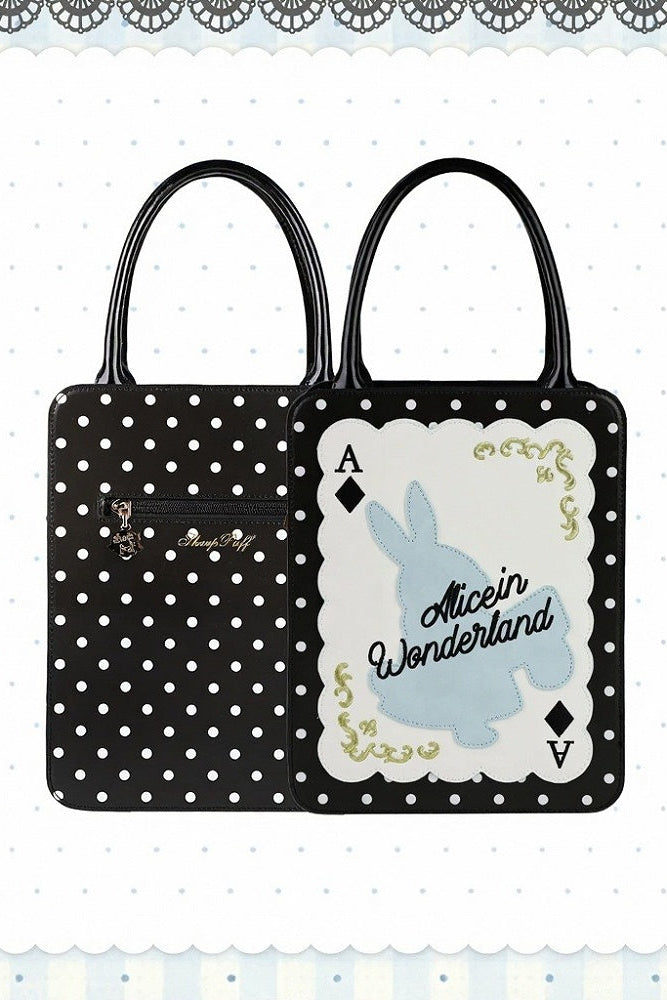 [Clôture des réservations le 16 juillet] Sac carré Alice fantaisie lapin cartes à pois avec bandoulière