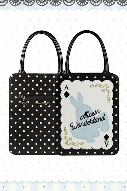 [Clôture des réservations le 16 juillet] Sac carré Alice fantaisie lapin cartes à pois avec bandoulière