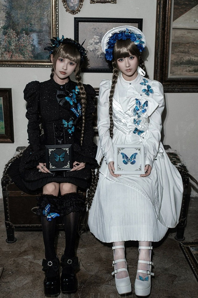 [Vorbestellschluss: 10. Monat, 14. Tag] Schwarz/Weiß Gothic-Lolita-Schmetterlingsschleifen-Serie Accessoires(Haube/Spitzen-Kopfschmuck KC/KC/4 Arten von Fotorahmen/Fotorahmen-Set)