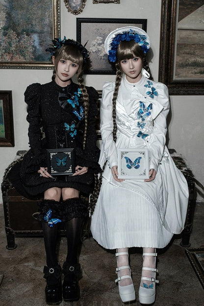 [Vorbestellschluss: 10. Monat, 14. Tag] Schwarz/Weiß Gothic-Lolita-Schmetterlingsschleifen-Serie Accessoires(Haube/Spitzen-Kopfschmuck KC/KC/4 Arten von Fotorahmen/Fotorahmen-Set)