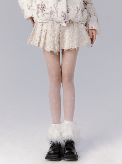 Fragrance Flower Padded Jacquard Jacket + Pleated Skirt