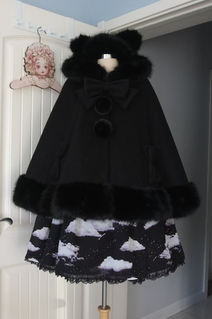 【12月18日予約締切】猫耳ファーフーディーケープコート