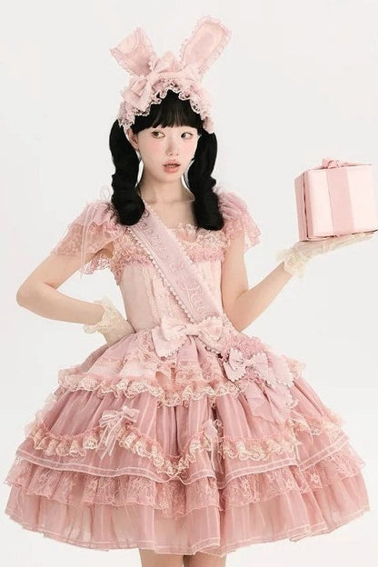 【6月20日予約締切】ピンク/ブルースイートラビットリボンフェアリープリンセスシリーズアクセサリー（うさ耳ヘアバンド・サッシュ）