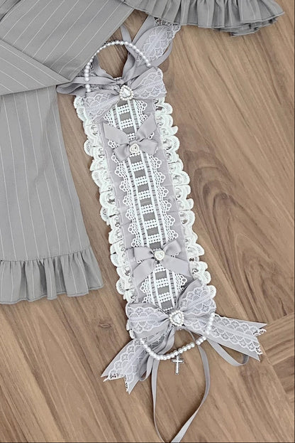 【12月8日予約締切】グレーストライプサブカルケープスーツセット＋ヘアバンド＋ヘアクリップ