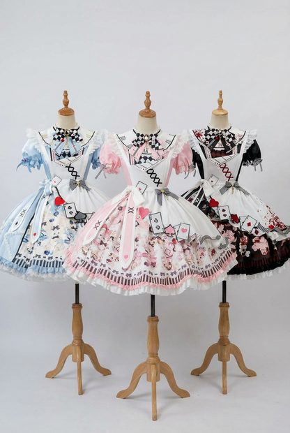 【数量限定】アリスティーパーティーアシメエプロンドレス＋うさ耳ハットドレスフルセット