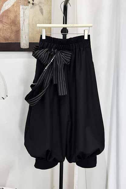 [Pre-order Deadline: September 28] Prince Lolita White Lace Ruffle Shirt + Long Balloon Pants (with Black Stripe Bow Tie + Waist Ribbon Accessory)