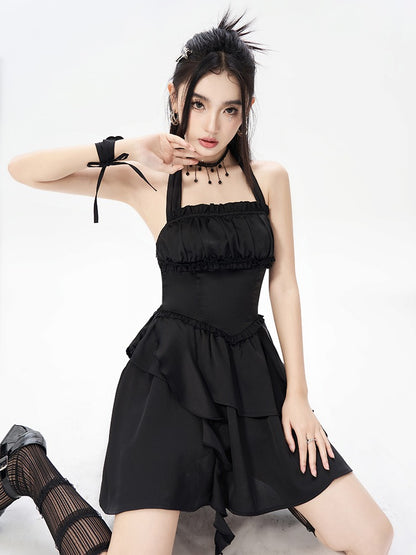 Halter neck Black Elegal Taletical Arade Dress