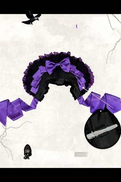 【11月4日予約締切】Strawberry Print Sweet Lolita And Gothic Lolita Series Accessories (Bonnet, Headband, Bone Embroidered Ribbon Brooch, Pair Of Ribbon Hair Clips)