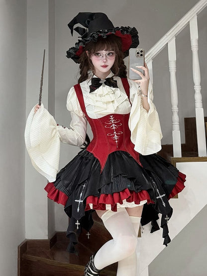 【12月3日予約締切】inverted spell contract ダークゴシックウィッチレッドドレスフルセット＋シャツ＋ベスト＋スカート