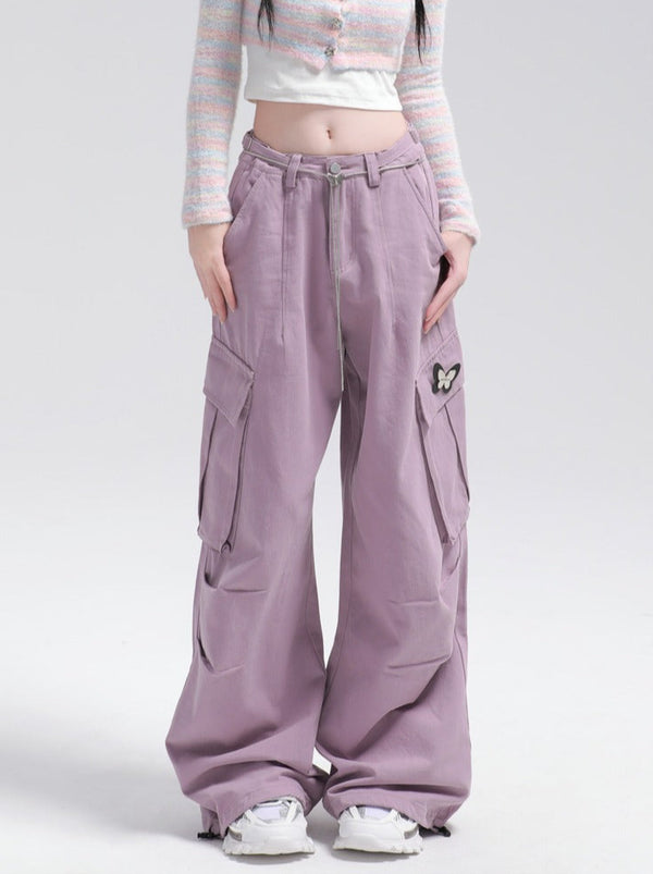 American Butterfly Chain Niche Design Casual Wide Leg Cargo Pants