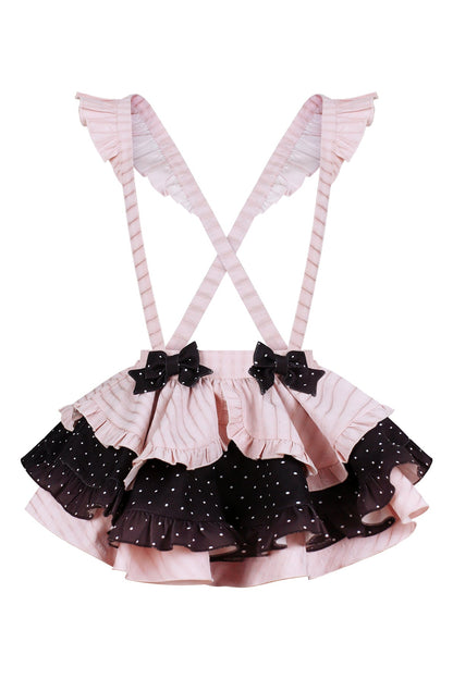 Black cat maid dot top + suspender skirt + panniers