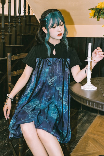Jellyfish Print Tsubomi Dress
