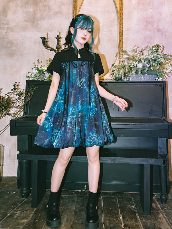 Jellyfish Print Tsubomi Dress
