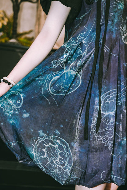 Jellyfish Print Tsubomi Dress