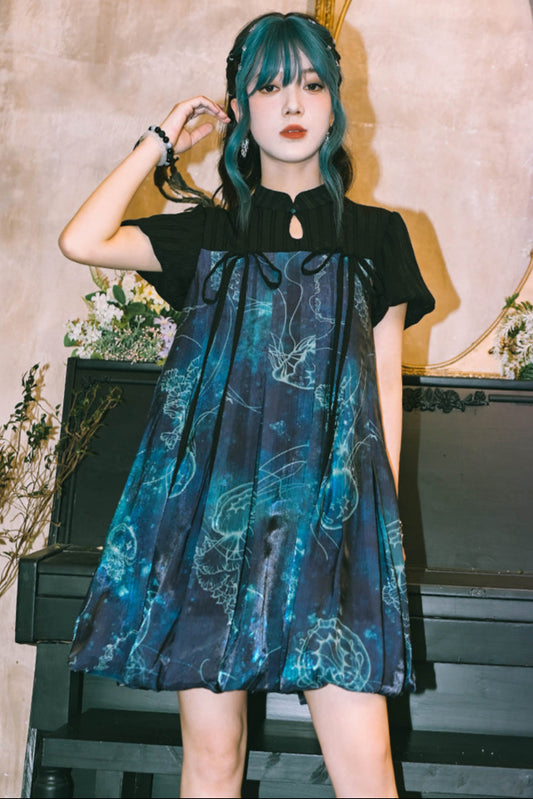 Jellyfish Print Tsubomi Dress