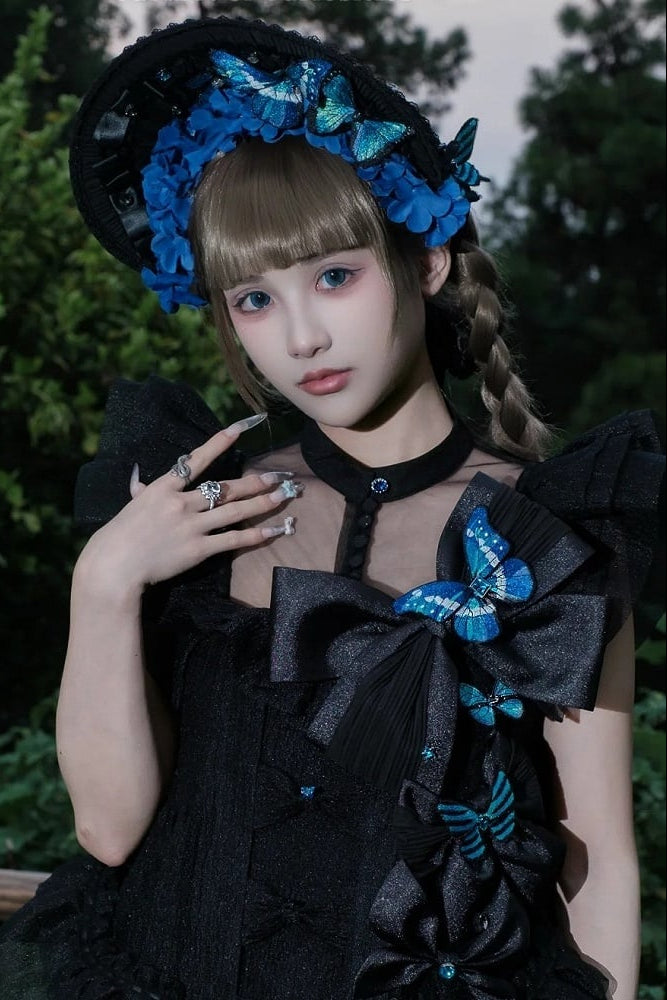 [Vorbestellschluss: 10. Monat, 14. Tag] Schwarz/Weiß Gothic-Lolita-Schmetterlingsschleifen-Serie Accessoires(Haube/Spitzen-Kopfschmuck KC/KC/4 Arten von Fotorahmen/Fotorahmen-Set)