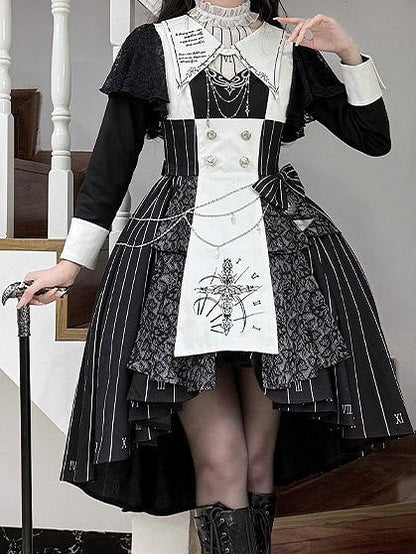 【2月26日予約締切】ゴシックエンブロイダリーストライプ懐中時計シスタードレスフルセット＋ヘッドドレス