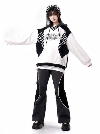 Dark Island Black White Coloured Block Fluffy Fleece Jacket Vest Pants Suit