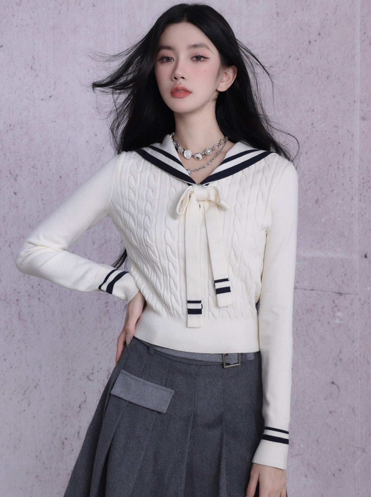 Marine French Girly Sailor Knit