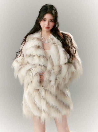 Marbled Milky Over Fur Coat