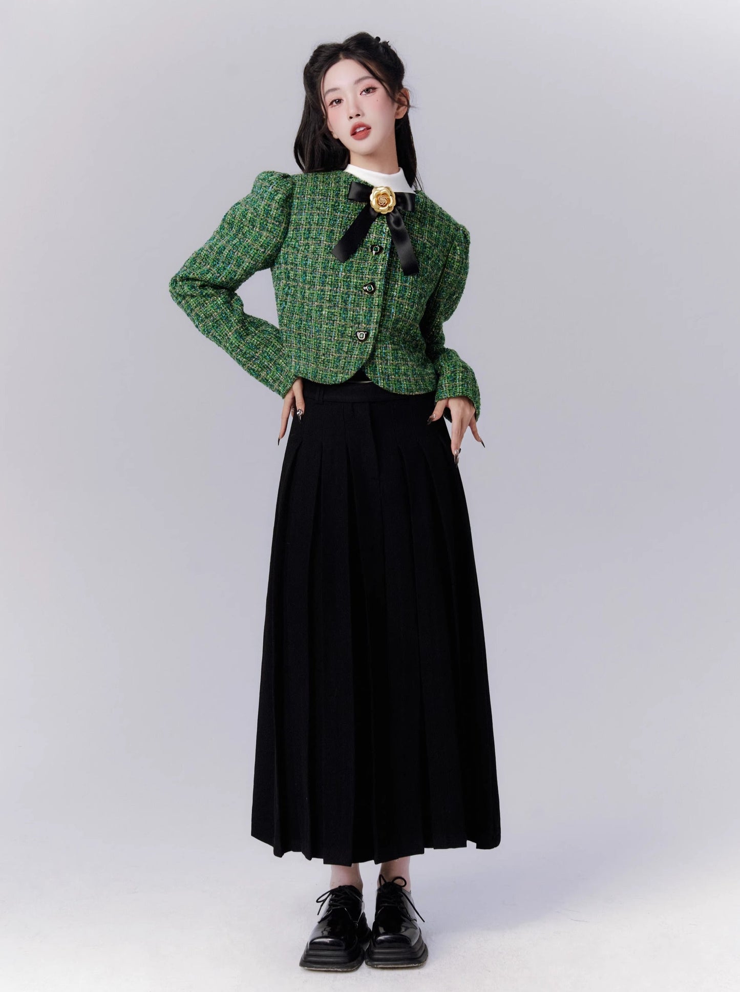 Fragile Storm Midnight Florence Pleated Long Skirt