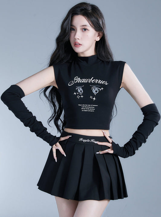 スターアイハイネックノースリーブトップス＋シンプルアームカバー