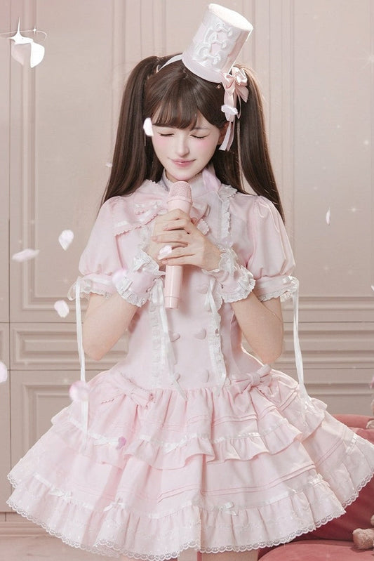 【10月23日予約締切】Pink Sweet Lolita Series Accessories (Jewel Ribbon Brooch + Ribbon Hat + Wrist Cuffs)