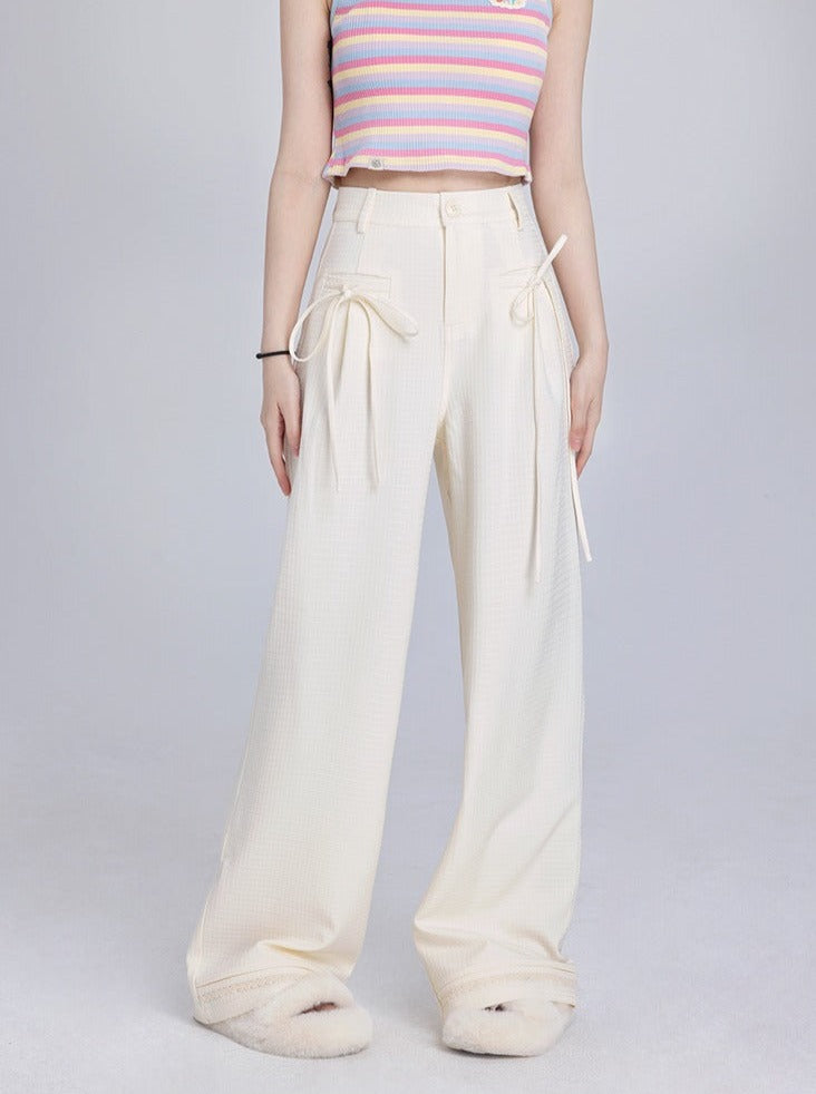 Loose Straight Waffle Casual Pants