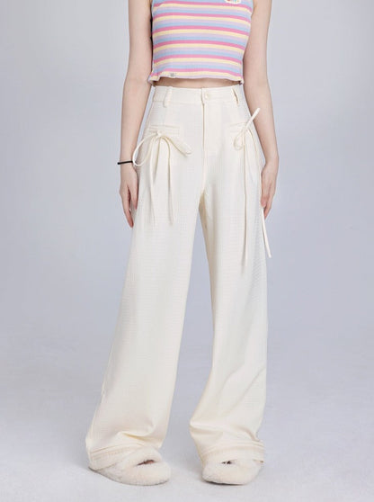 Loose Straight Waffle Casual Pants