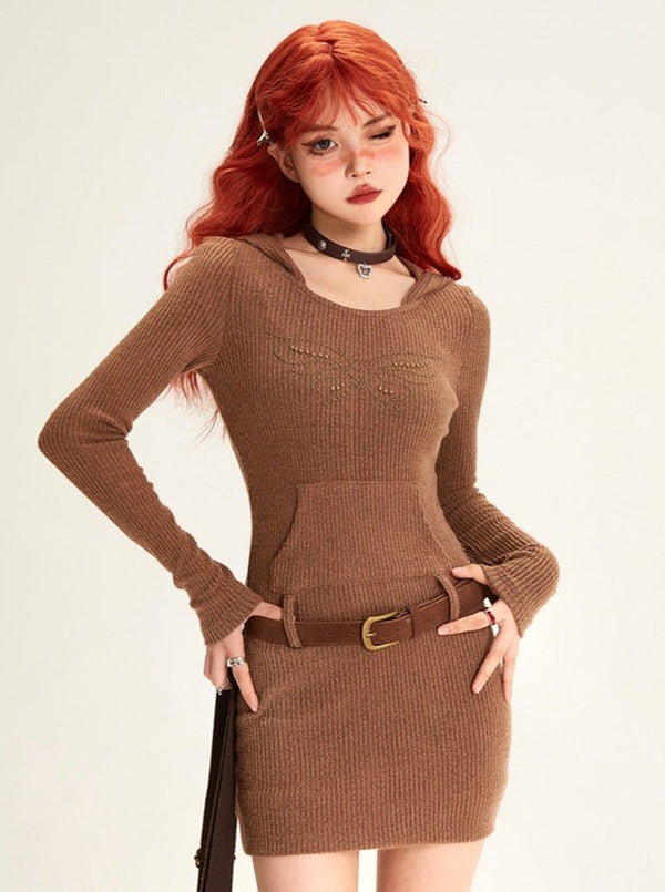 ホットガールスリムフィットロングショートワンピース