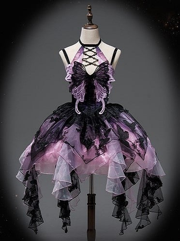 [Deadline for reservations: December 16] withered leaf butterfly1.0 gothic halter neck butterfly asymmetrical tulle dress