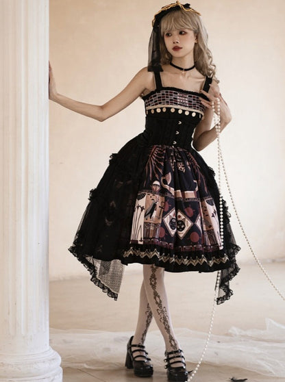 With Puzi Original Design Kula Print Suspender Dress + Lace Skirt