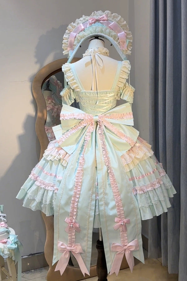 [Reserva hasta el 4 de mayo] Vestido de princesa de muñeca antigua de perlas + Capota + Tocado
