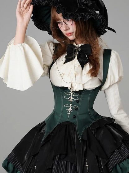 【12月3日予約締切】inverted spell contract ダークゴシックウィッチドレスフルセット＋シャツ＋ベスト＋スカート