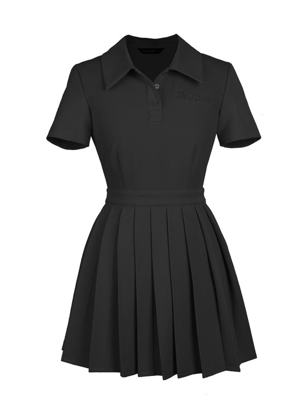 Polo Color Pleated Switch One Piece Tennis Girl