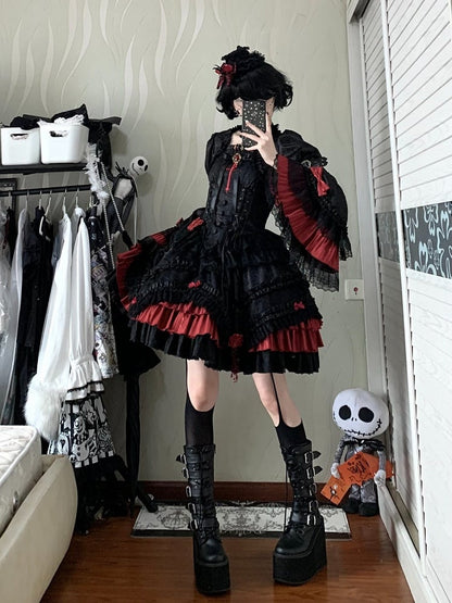 【4月21日予約締切】ブラッドフィーストダークゴシックローズクロスコルセットサスドレス＋ベルスリーブショートジャケット＋アクセサリー