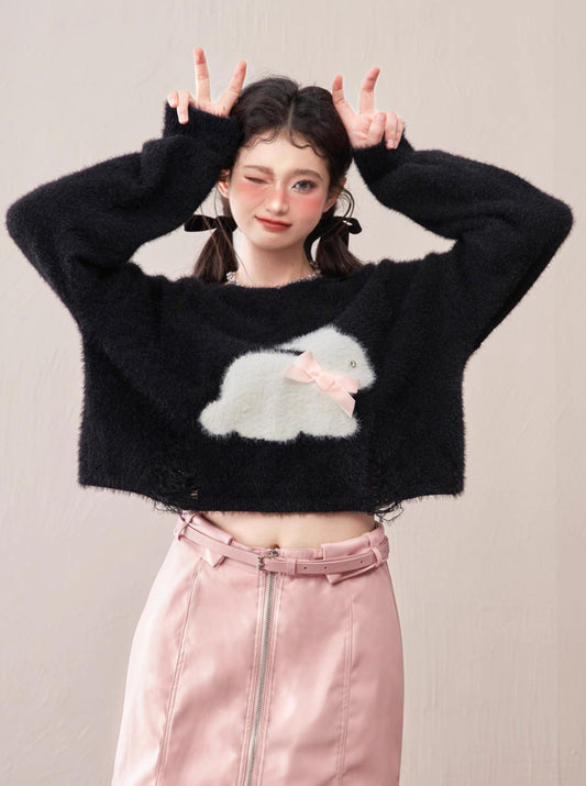 Milky Bunny Sweet Loose Mink Fur Knit