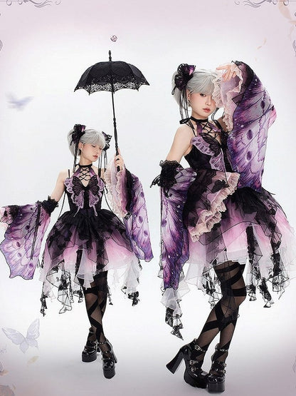 【12月16日予約締切】withered leaf butterfly1.0ゴシックホルターネックバタフライアシメチュールドレス