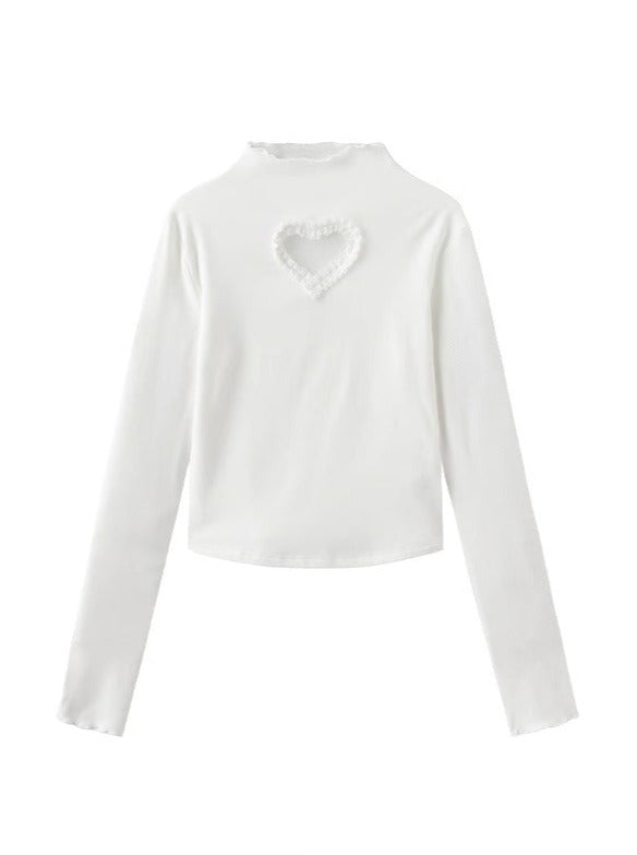 ラブレースハイネックフリルロンTトップス