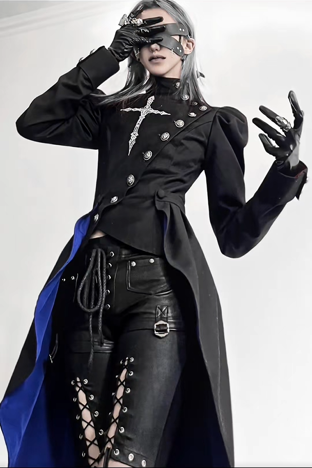 【9月28日予約締切】Prince-Style Gothic Cross Embroidered Coat Jacket With Train